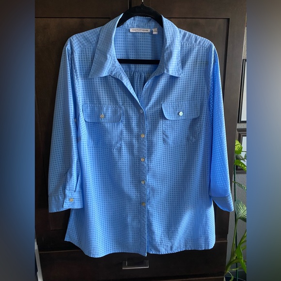 Notations Tops - Notations size large button up blue blouse.  Very good condition.